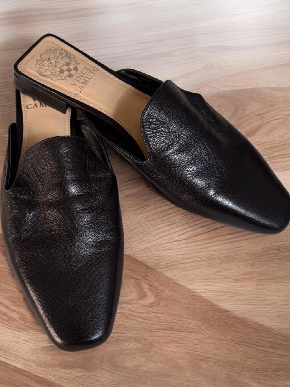 Vince Camuto Black Leather Slip-On Loafers